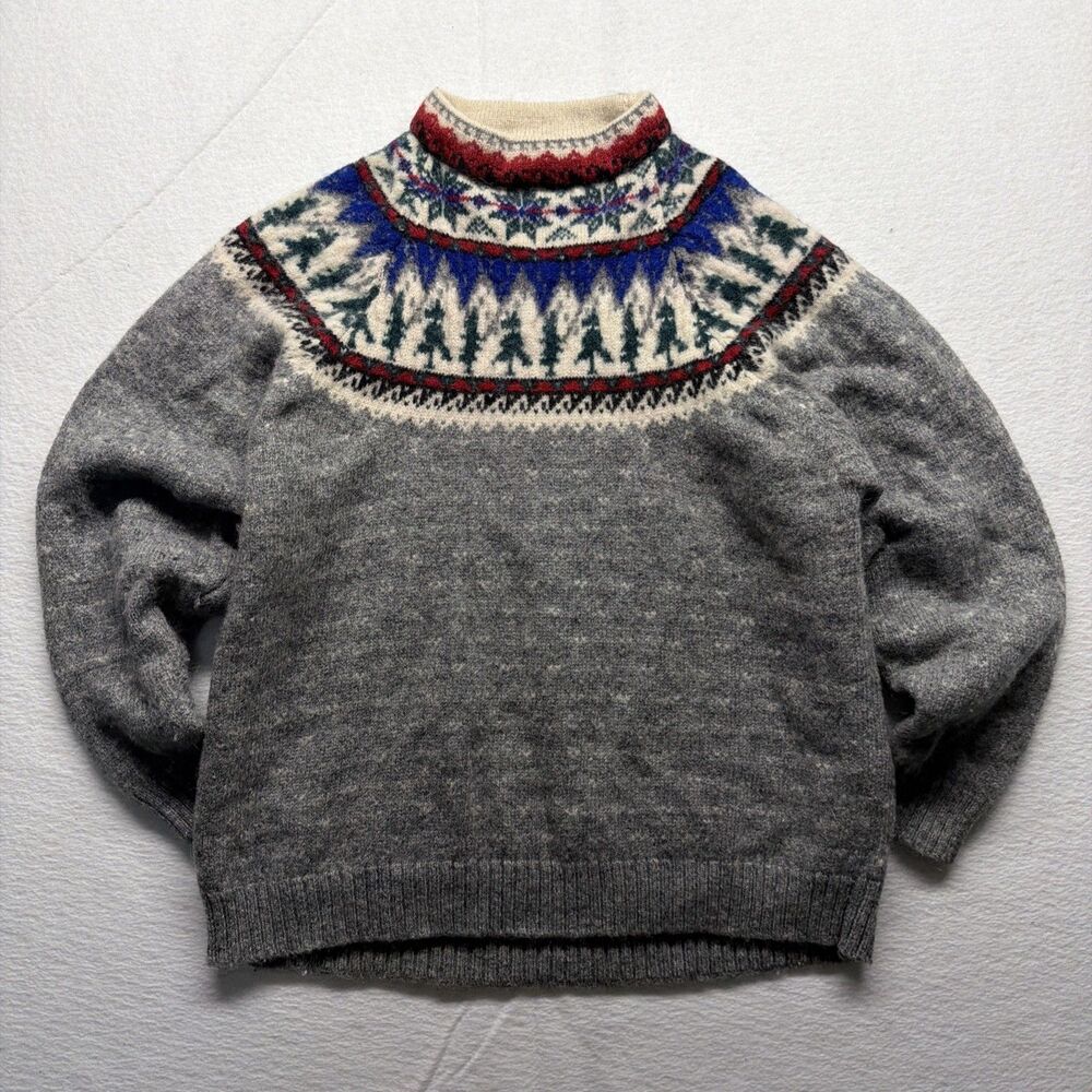 Vintage 80s Eddie Bauer Wool Sweater Fair Isle Nordic Hong Kong - Women's Medium